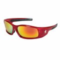 Mcr Safety Glasses, Swagger SR1 Red Frame, Fire Mirror, 12PK SR13R